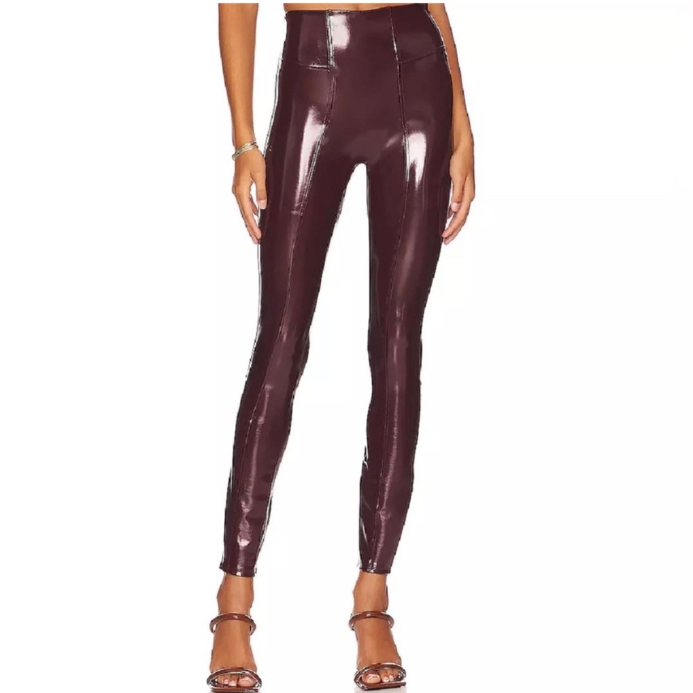 Spanx Faux Leather Leggings in Ruby NWT size  Medium Petite ✨